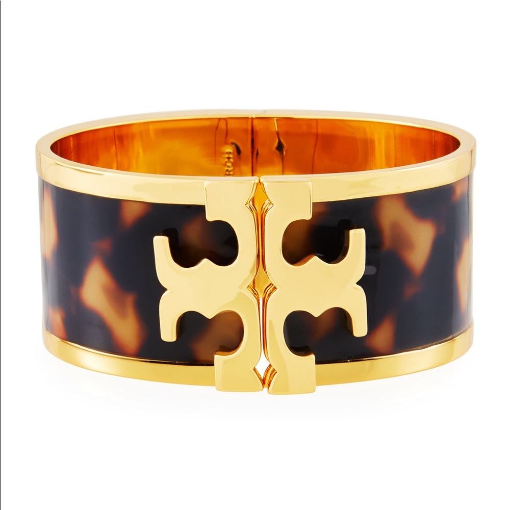 Tory Burch Gold and Tortoise Logo Bracelet -EUC